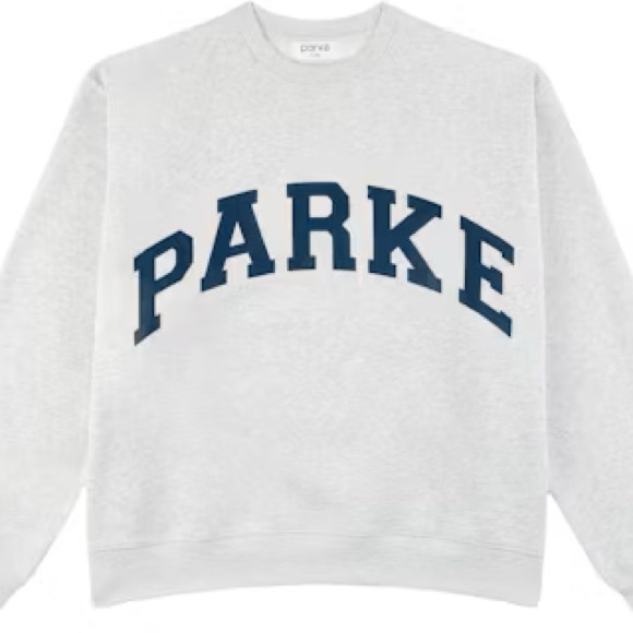Parke Heather Grey Varsity Crewneck Sweatshirt S/M - Picture 1 of 5